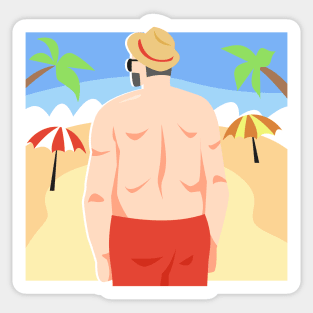 man on the beach Sticker